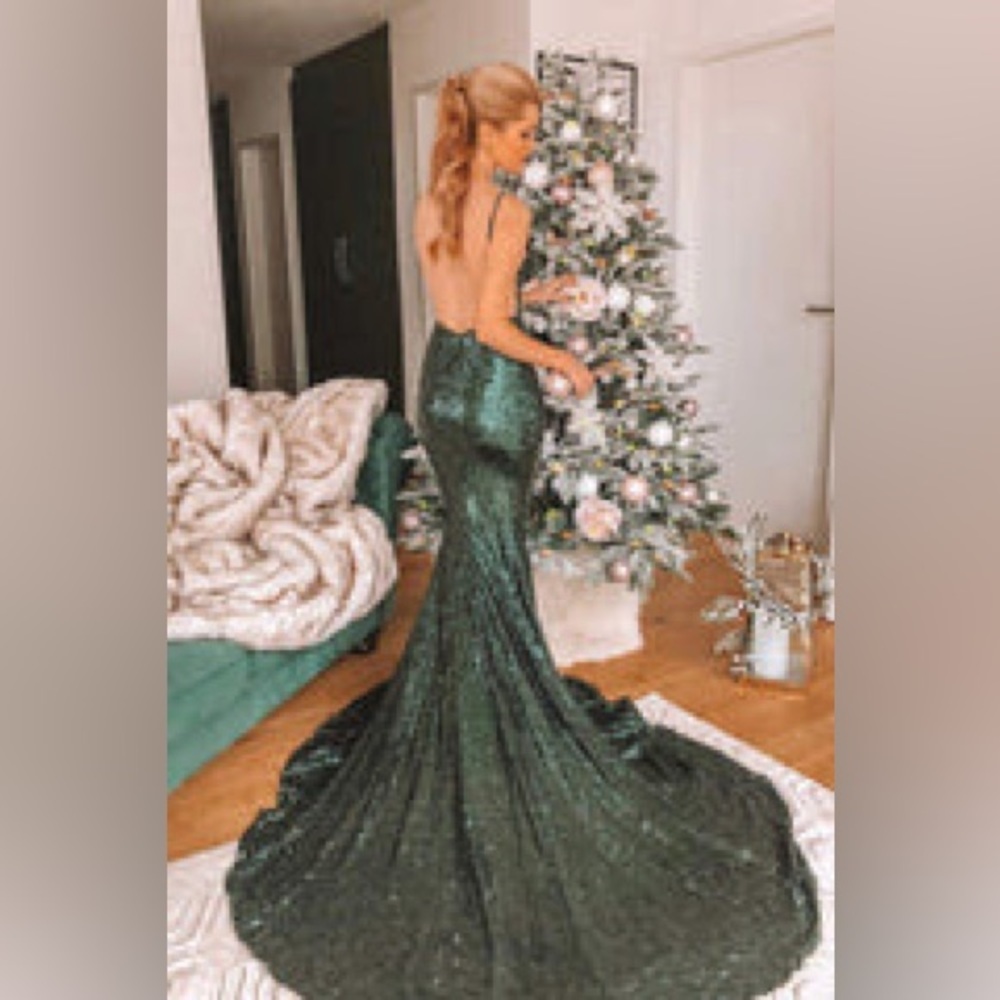 Yasmine Luxe Emerald Sequin Dress Alamour Label